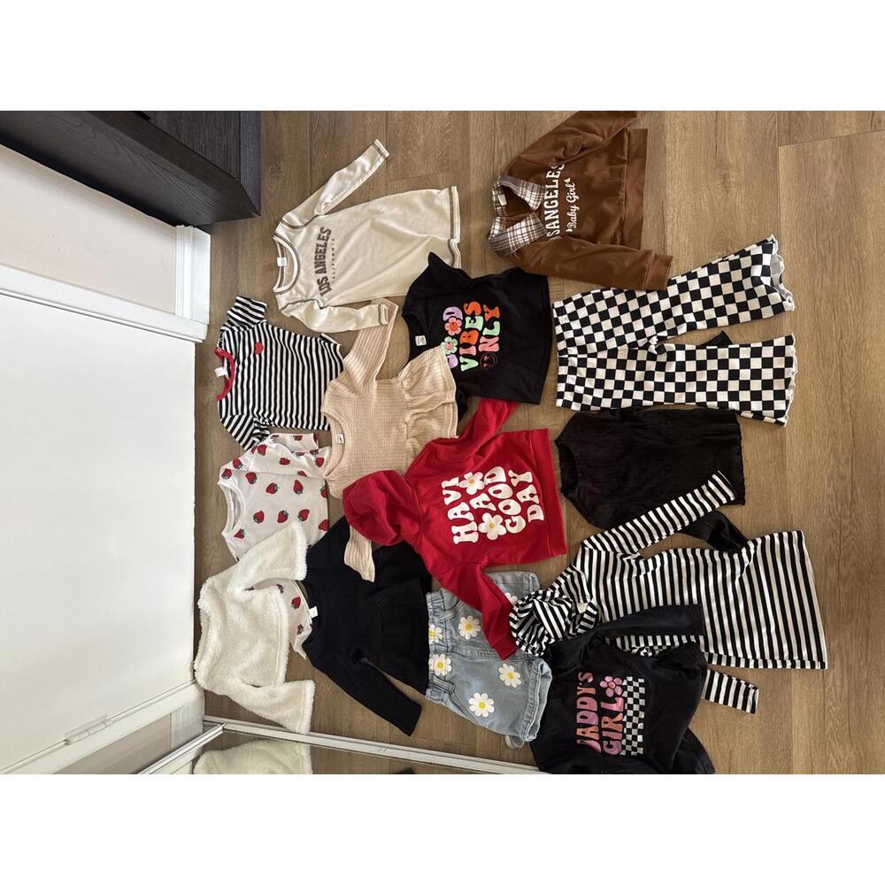 Adorable 12-18 months toddler baby girls 14 pc lot tees hoodies flares dresses